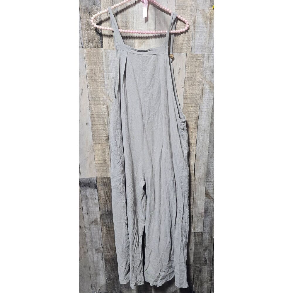 Grey Wide Leg Baggy Fit Overall Jumper Jumpsuit XXL Summer Indie Hippie Boho - Picture 4 of 7